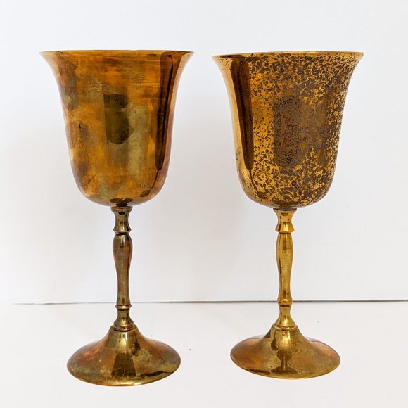 Pair of Brass Goblets Made in India - Picture 3 of 11